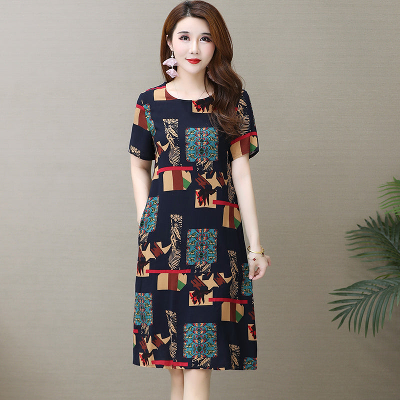 Chic Short Sleeve Cotton Dress for Summer Women