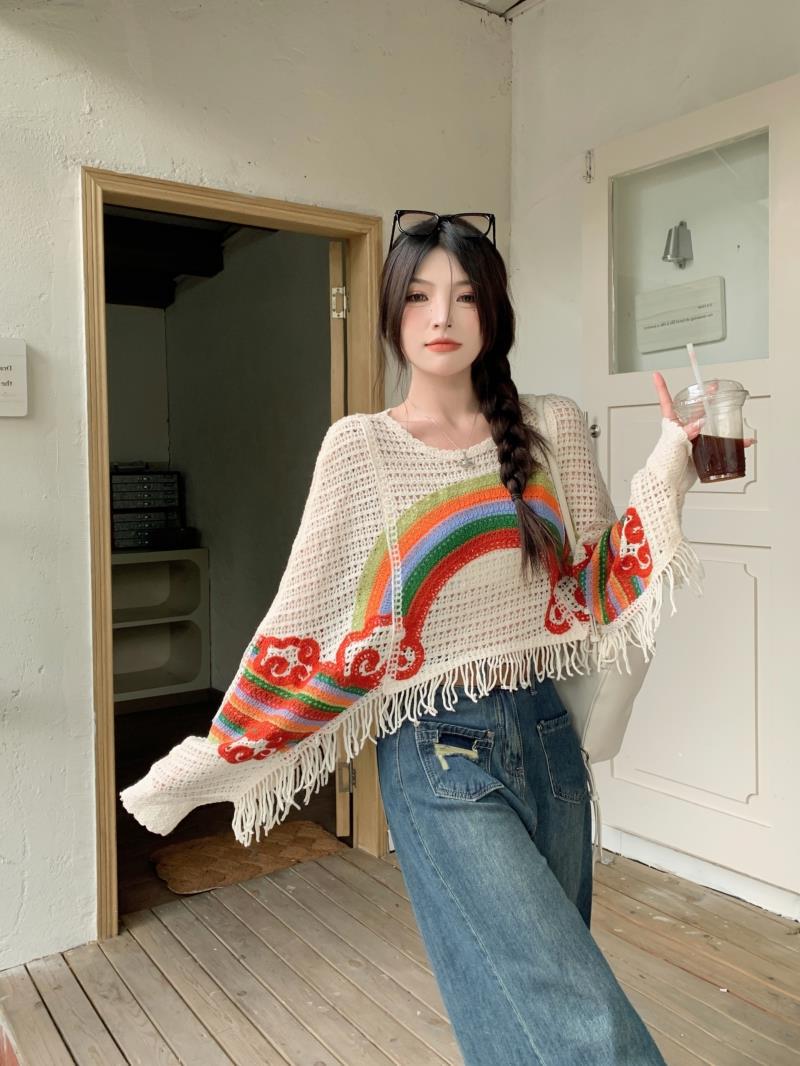 Striped Colorblock Knit Pullover Sweater for Women