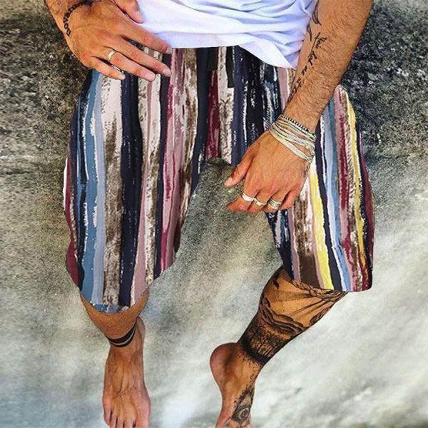 Casual Printed Cotton and Linen Summer Shorts