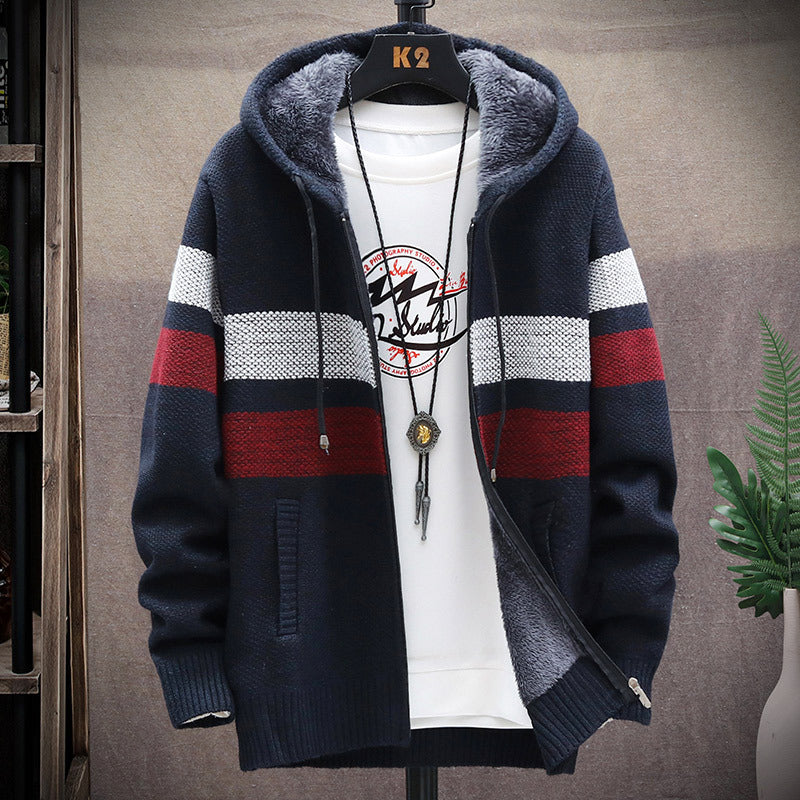 Men's Hooded Fleece Cardigan - Trendy Autumn Jacket