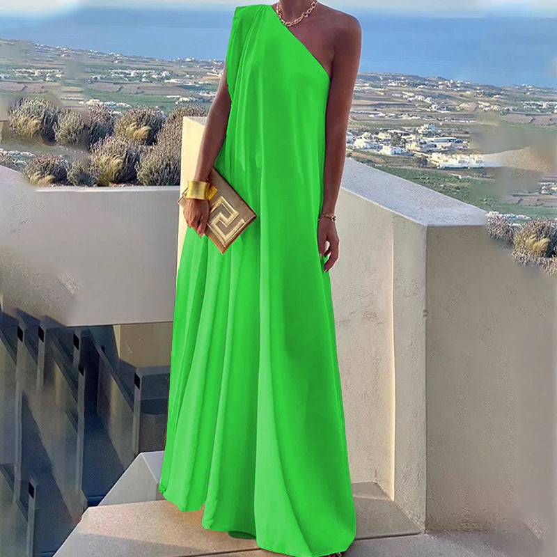Evarisluxe Loose One-Shoulder Long Dress