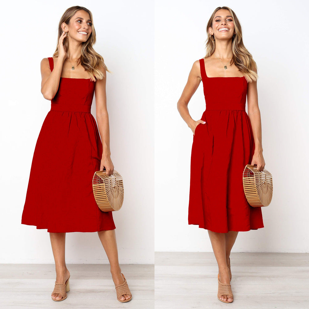 2020 Spring/Summer Simple Backless Dress 3048