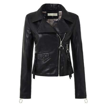Embroidered Leather Jacket with Hood for Women