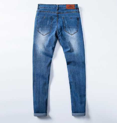 Men's Solid Color Slim Fit Denim Trousers
