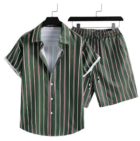 Men's Casual 3D Printed Hawaiian Shirt and Shorts Set