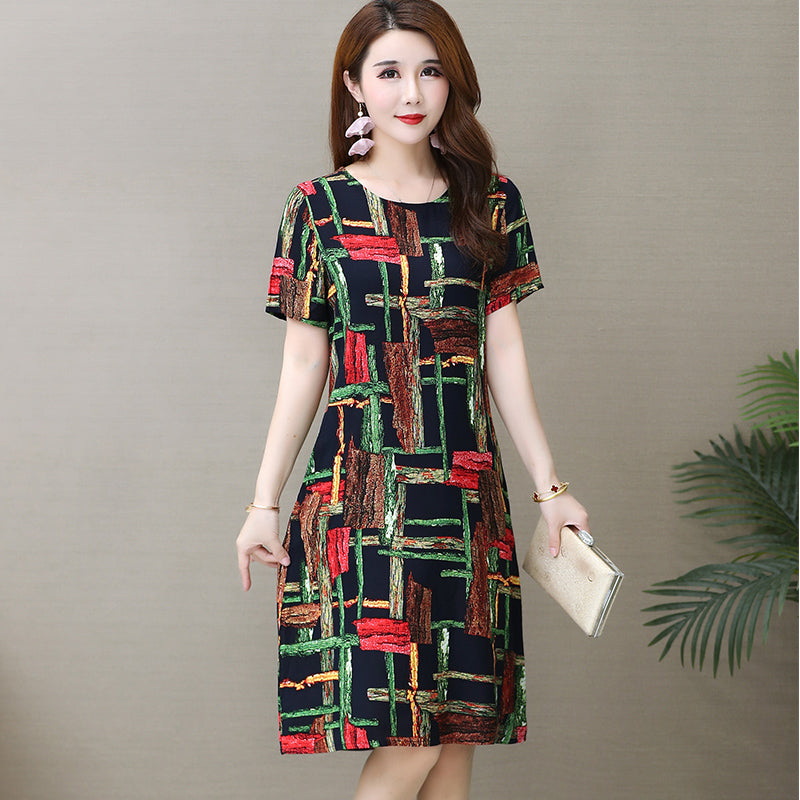 Chic Short Sleeve Cotton Dress for Summer Women