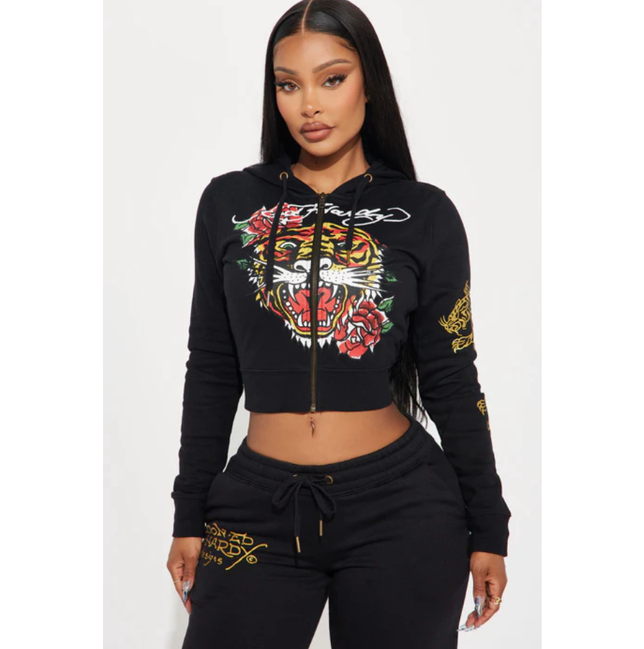 Painted Zipper Print Two-Piece Lounge Set