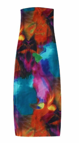 Slim-fit Printed Silk Bandeau Dress for Women