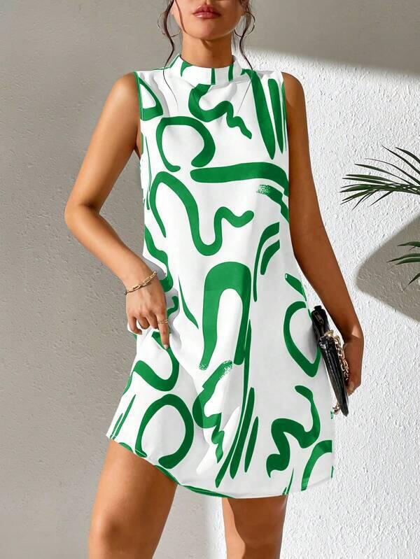 2023 Summer Floral Stand Collar Dress for Women