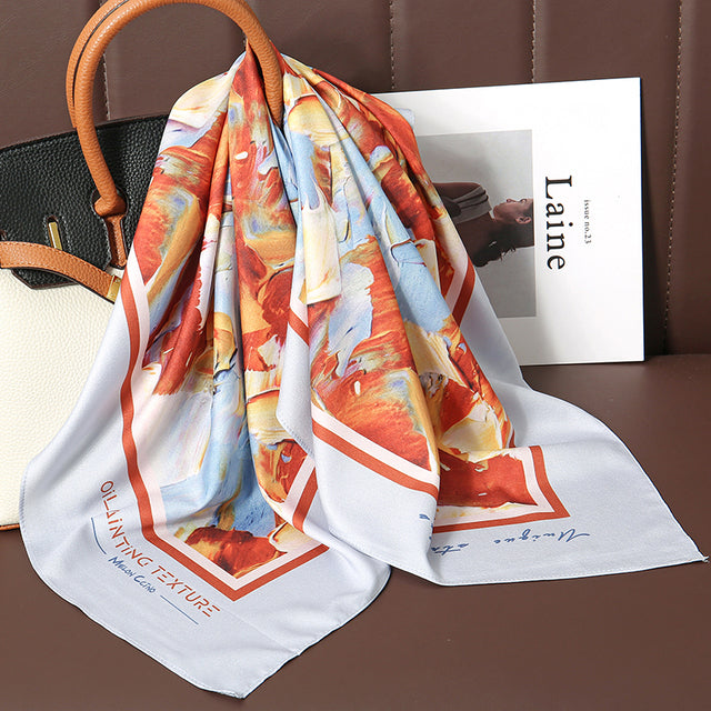 Evarisluxe Silk Satin Square Scarf