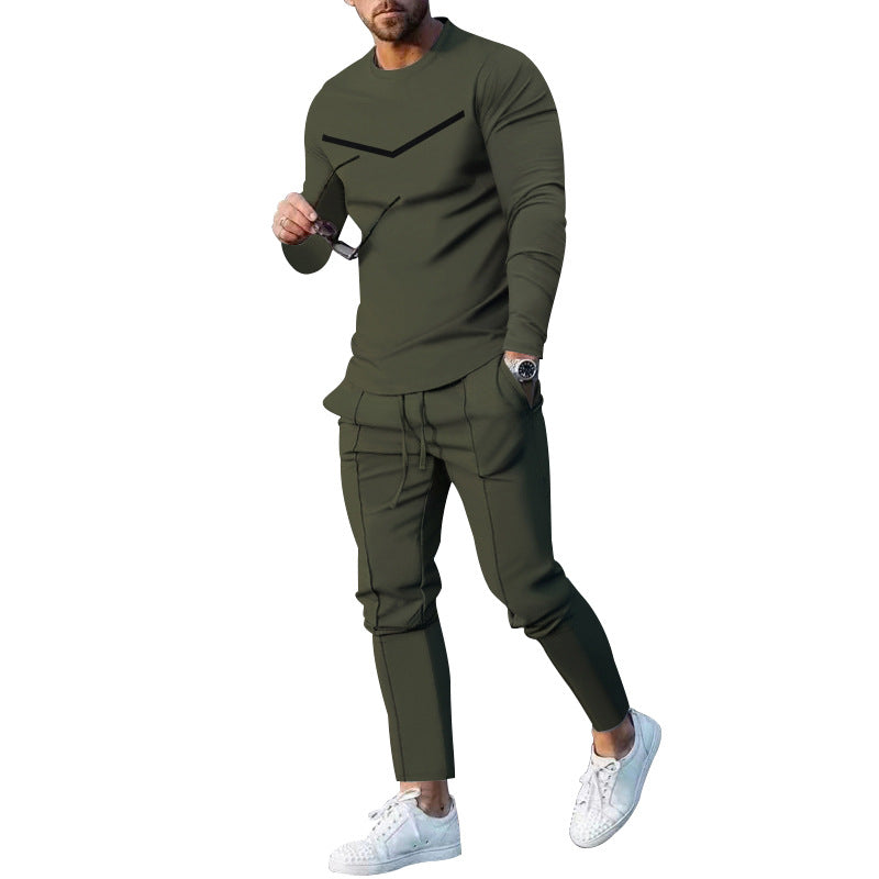 Men's Casual Spring Autumn Two-Piece Outfit Set