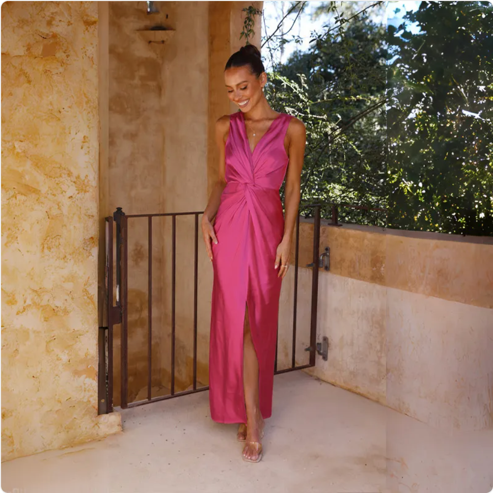 Elegant Deep V Backless Sleeveless Evening Dress