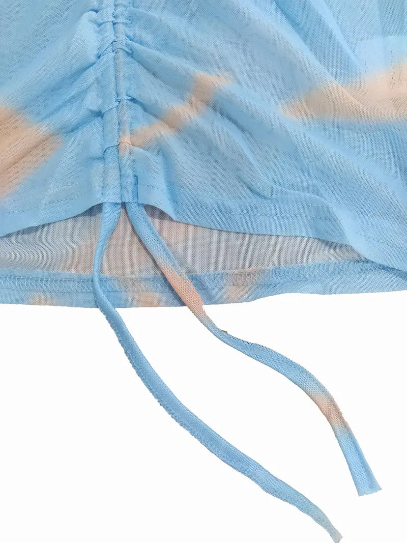 Three-Piece Sheer Mesh Pantsuit Set for Women