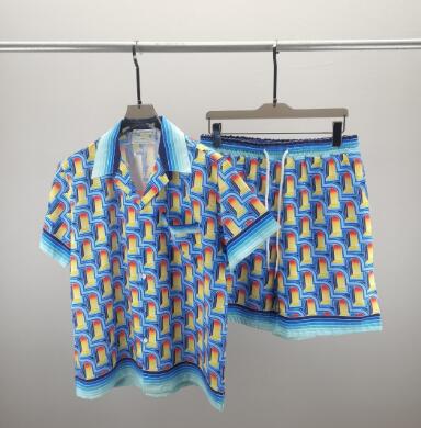 Men's Summer Shirt Set with Printed Beach Shorts