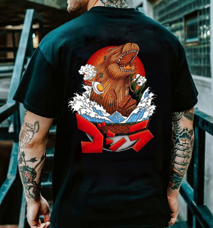 Japanese Style Cotton Short Sleeve T-Shirt for Men