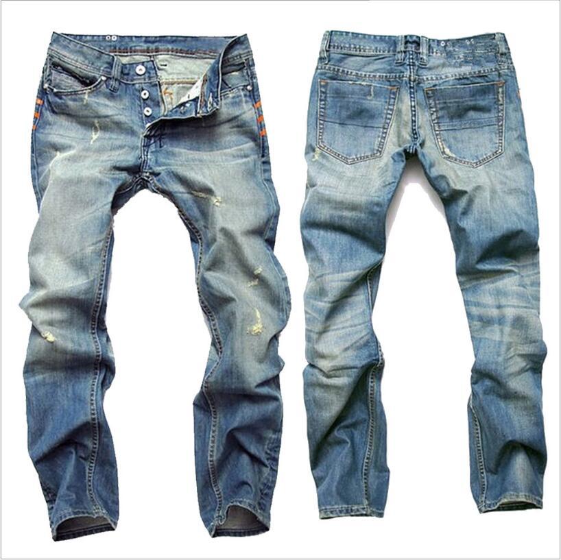 Men's Slim-Fit Denim Trousers - Casual Straight Jeans