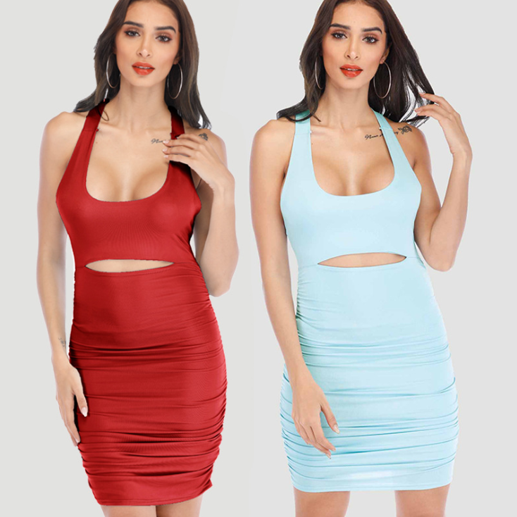Elegant Ruffled Tie-Detail Women's Dress