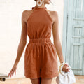 2023 Summer Backless Cotton Beach Jumpsuit for Women