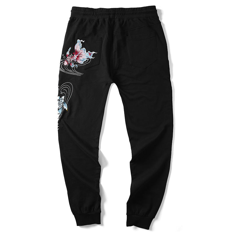 2019 New Trendy Embroidered Cotton Jogger Pants for Men