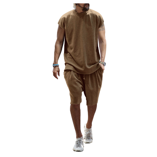 Trendy Terry Summer Half-Sleeve Casual Sports Suit