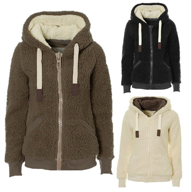 2019 Winter Loose Plush Sweatshirt Jacket for Women