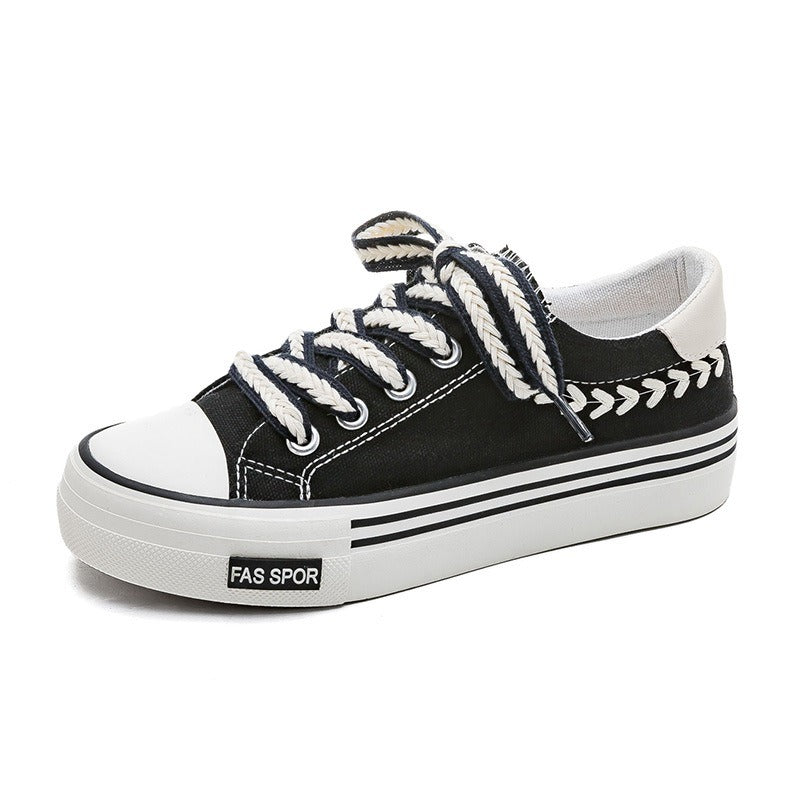 Summer Thick Sole Wheat Ear Canvas Sneakers for Women