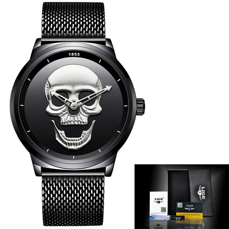 LIGE 3D Skull Watch for Men | Evarisluxe