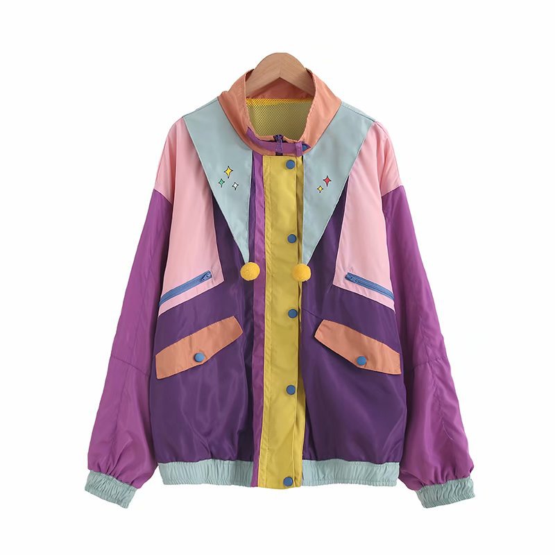 Japanese Vintage Style Colorful Loose Jacket for Women