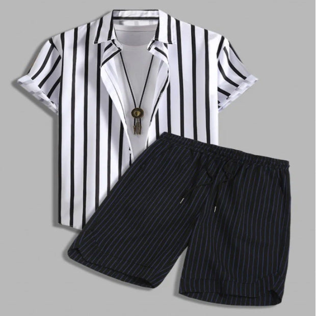 Men's Casual 3D Printed Hawaiian Shirt and Shorts Set