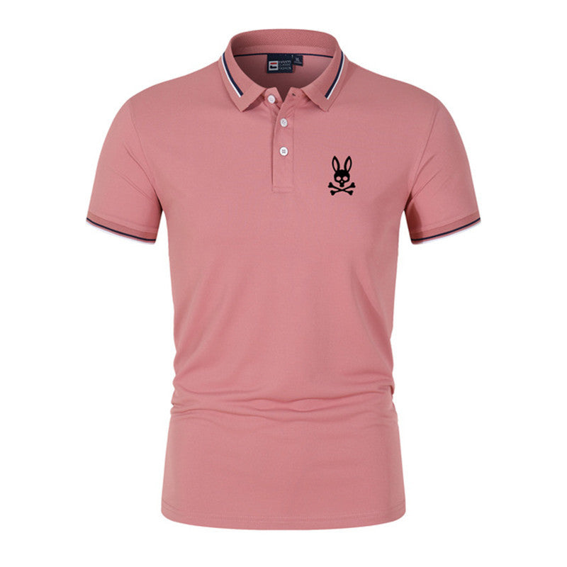Men's Summer Cotton Polo Shirt with Rabbit Print