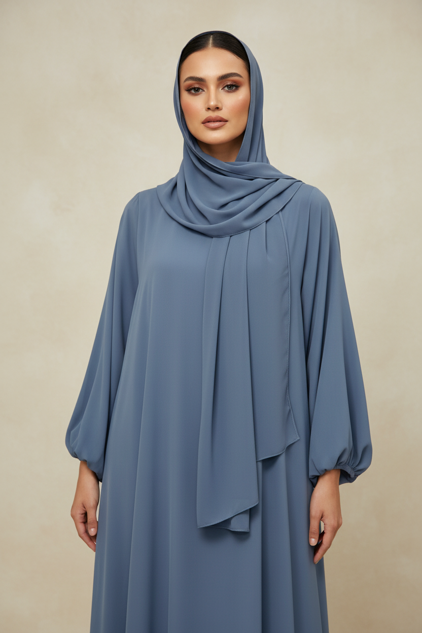 The Voile Hooded Abaya Robe Dress | Evarisluxe