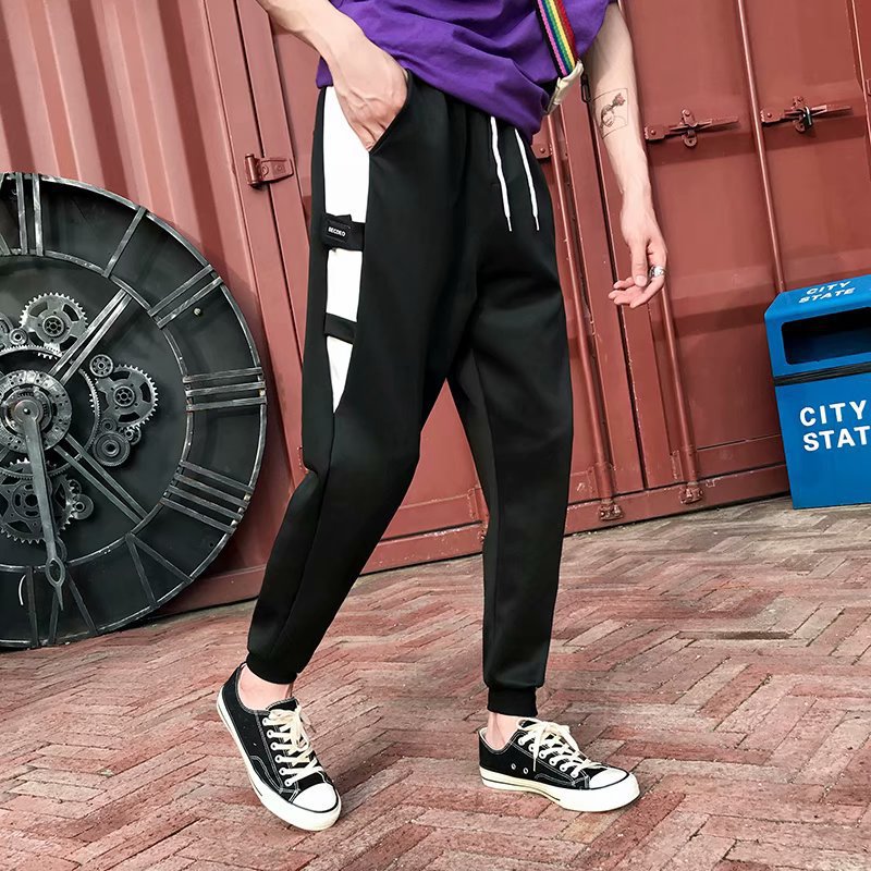 Men's Casual Joggers, Loose Harem Pants, Striped Tapered Pants