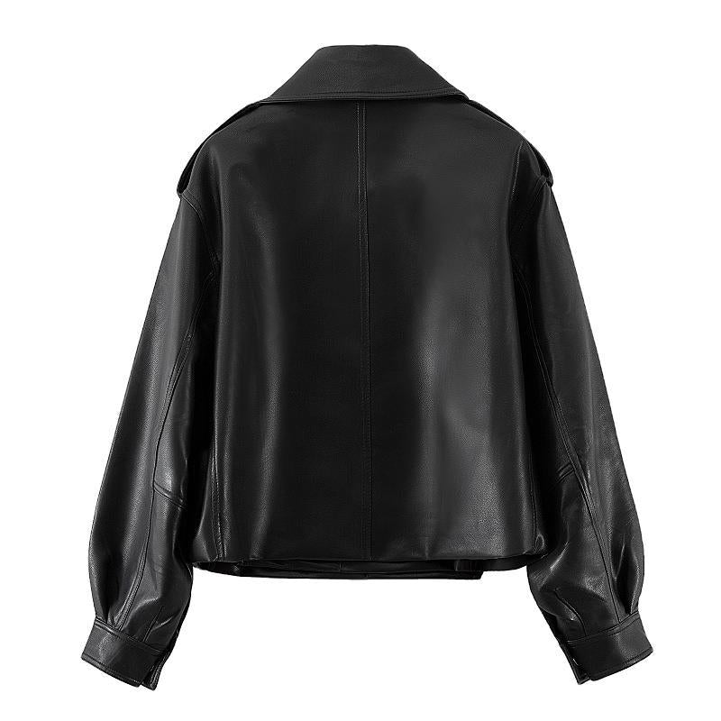 Spring 2021 Women's Loose Fit Korean Style Leather Jacket