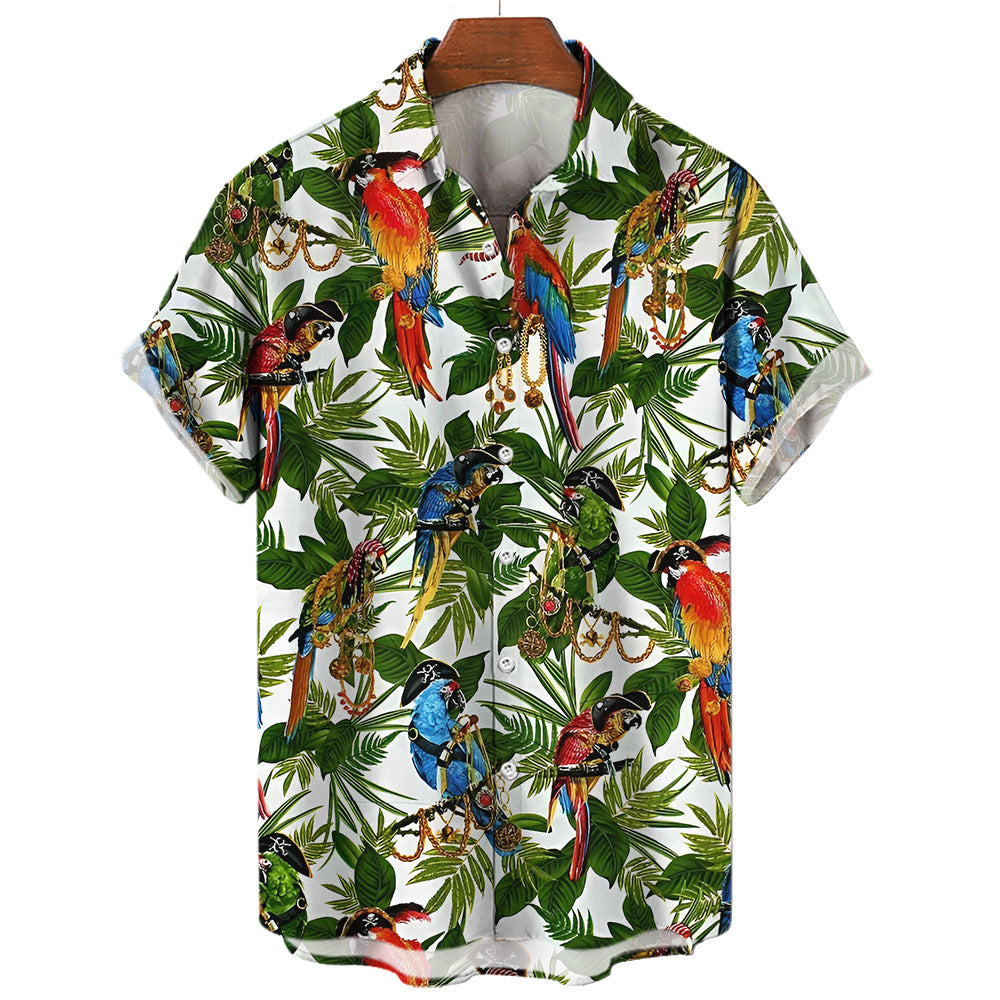 Hawaiian Men's Summer Shirt with 3D Sunflower Print