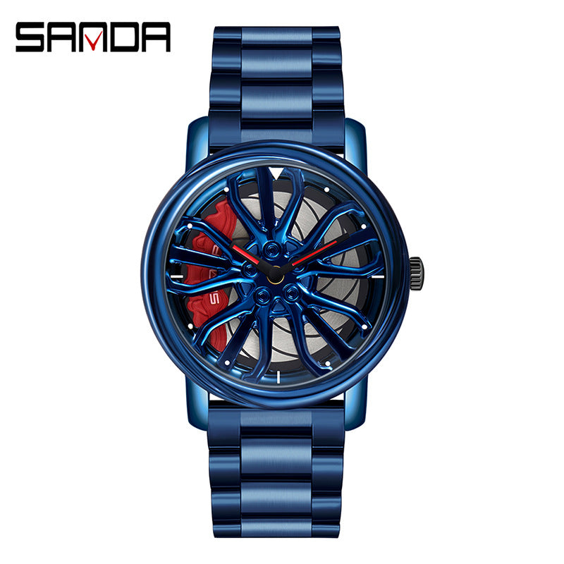 Stylish Hollow Quartz Watch for Men with Steel Band