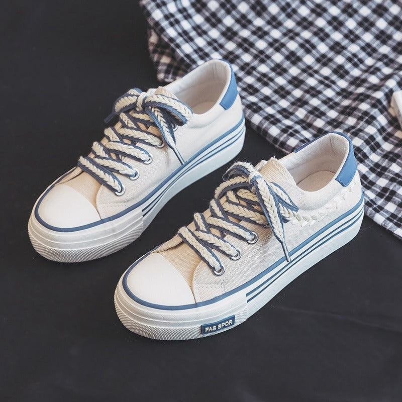 Summer Thick Sole Wheat Ear Canvas Sneakers for Women