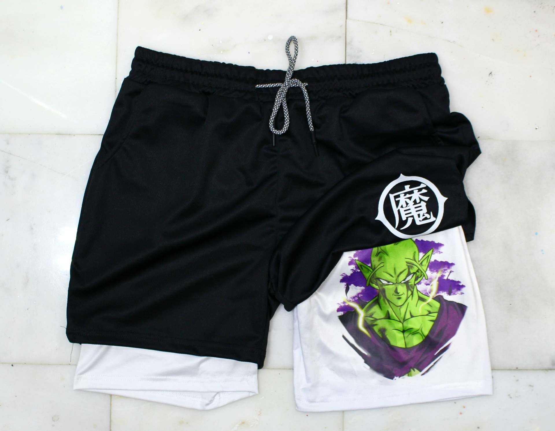 2023 Summer Men's Double Layer Anime Print Shorts
