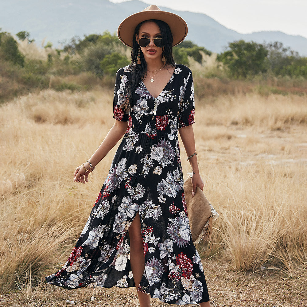2023 Summer New Bohemian Print Dress for Women