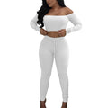 High Elastic Ribbed Long Pants Two-Piece Set