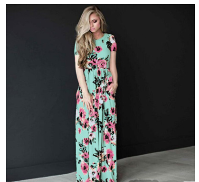Spring Summer Long Sleeve Floral Print Dress