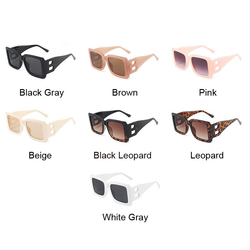 Fashion Brand Black Gradient Square Sunglasses for Women