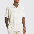 European Men's Casual V-Neck Knit Polo Shirt