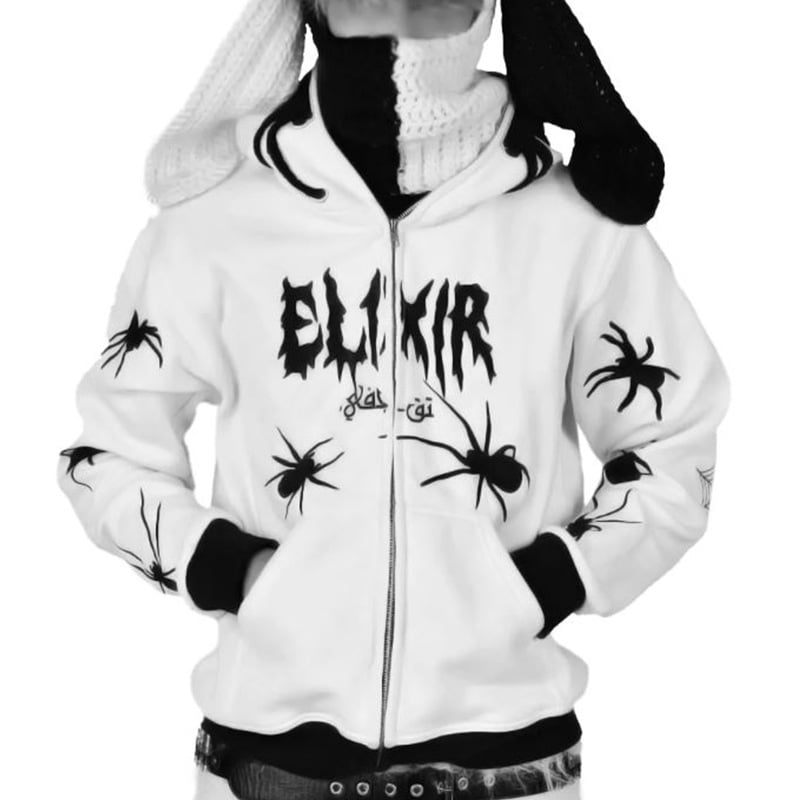 Spider Rhinestone Print Cardigan Jacket Combo