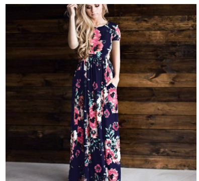 Spring Summer Long Sleeve Floral Print Dress