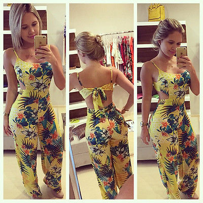 Retro Printed Summer Playsuit Jumpsuit for Women