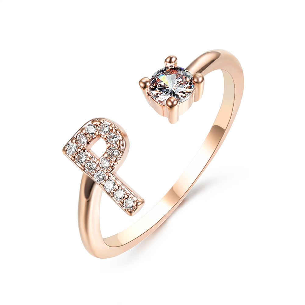 Evarisluxe Initial Letter Gold Ring