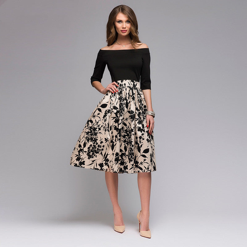 The Floraison Off-Shoulder Floral Print Party Dress | Evarisluxe