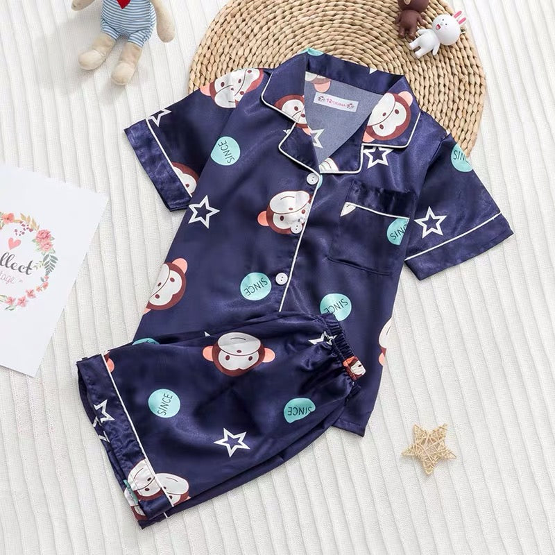 Summer Silk Pajamas for Women - Cute Short Sleeve Set