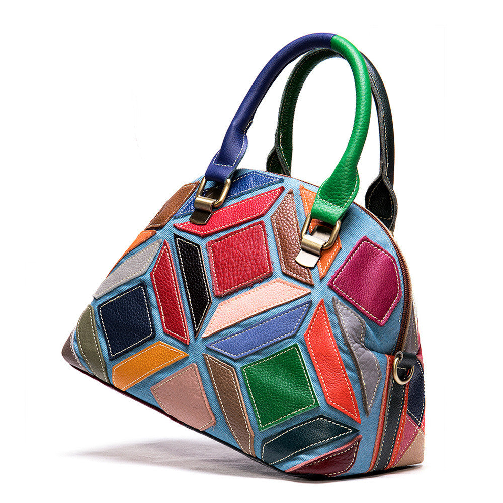 EvarisLuxe Vintage Colorblock Leather Tote