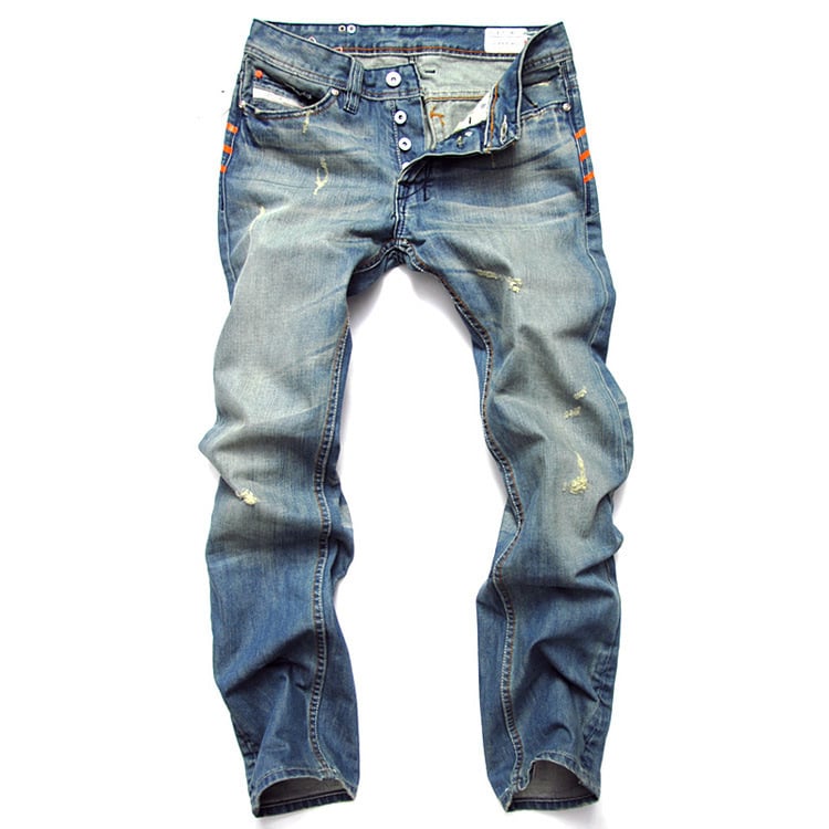 Men's Slim-Fit Denim Trousers - Casual Straight Jeans